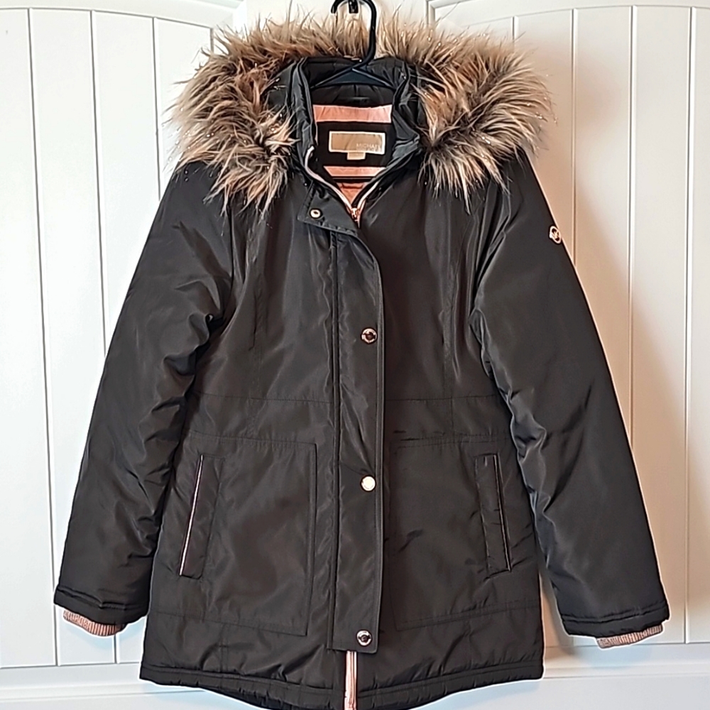 Michael Kors faux fur hooded coat